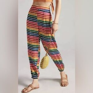 Anthropologie Women’s  Farm Rio Rainbow Stripped Joggers Size L/Large